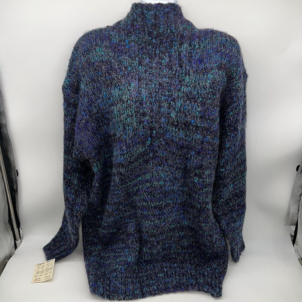 VTG D.D. Sloane Women’s Multi-Colored Speckled Knit Mock Turtleneck Sweater-Sz M